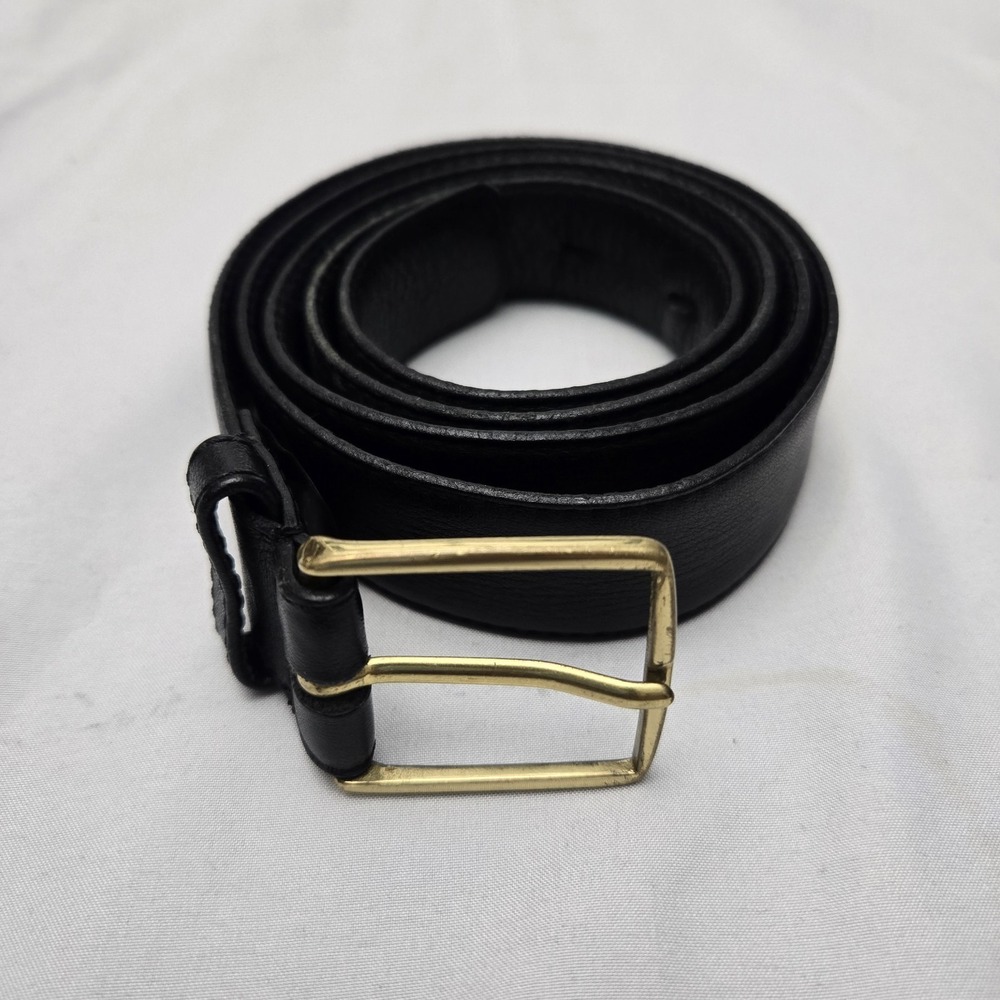 Canterbury Black Fine Calfskin Belt Size 36 Brass Buckle 1 In‎ Wide Dress Office